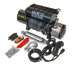 DV8 Offroad 12000 LB Winch with Synthetic Line & Wireless Remote - Black
