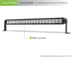 DV8 Offroad SL8 Slim 20in Light Bar Slim 100W Spot 5W CREE LED - Black