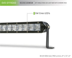 DV8 Offroad SL8 Slim 20in Light Bar Slim 100W Spot 5W CREE LED - Black