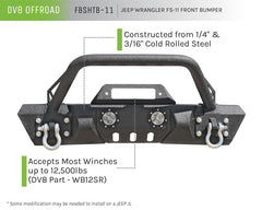 DV8 Offroad FS-11 Stubby Mid Length Steel Front Bumper with Winch Plate