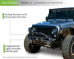 DV8 Offroad FS-11 Stubby Mid Length Steel Front Bumper with Winch Plate