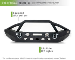 DV8 Offroad FS-8 Mid Length Steel Front Bumper with LED Lights