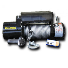 DV8 Offroad 12000 LB Winch with Steel Cable & Wireless Remote - Black