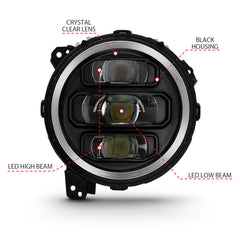 ANZO Full Led Projector Headlights Clear Lens / Black Housing  Jeep Wrangler JL