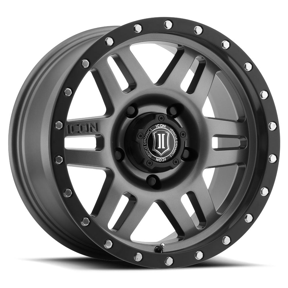 ICON Six Speed 17x8.5 5x5 -6mm Offset 4.5in BS 94mm Bore Gun Metal Wheel