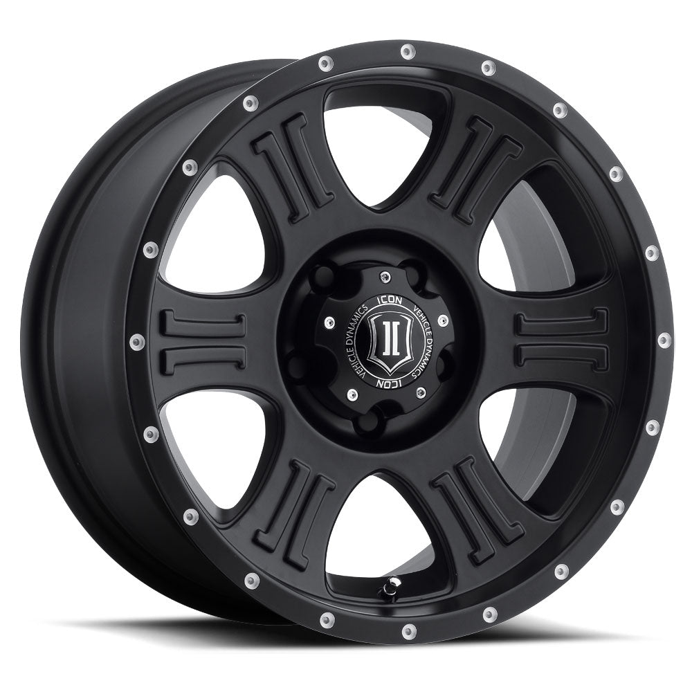 ICON Shield 17x8.5 5x5 0mm Offset 4.75in BS 71.5mm Bore Satin Black Wheel