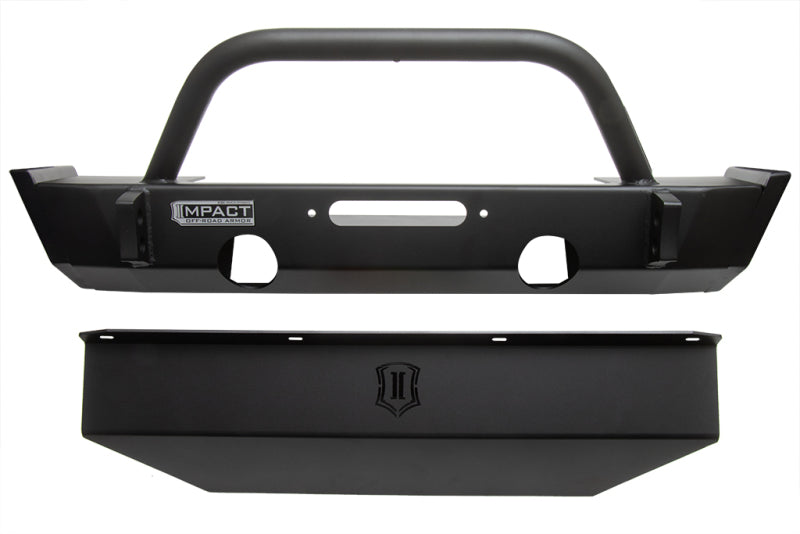 ICON Front Impact Bumper with Skid Plate 2018+ Jeep Wrangler JL / 2020+ JT