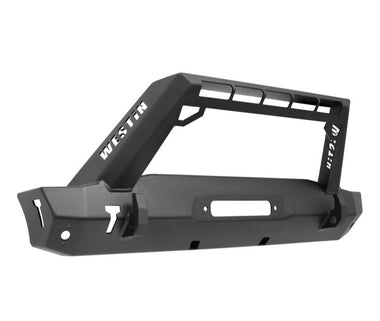 Westin Stubby Front Bumper with LED Light Bar Mount - Textured Black -  2018 - 2022 Jeep Wrangler JL