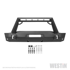 Westin Stubby Front Bumper with LED Light Bar Mount - Textured Black -  2018 - 2022 Jeep Wrangler JL