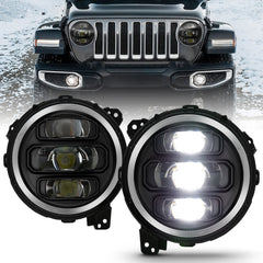ANZO Full Led Projector Headlights Clear Lens / Black Housing  Jeep Wrangler JL