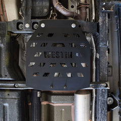 Installed Westin Skid Plate Under Jeep - Textured Black - Full Underbody Protection